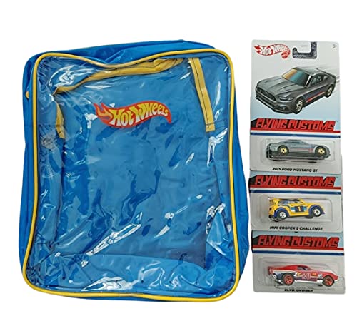 Generic Backpack and Cars Bundle Includes PVC Backpack with 3 Random Diecast Cars Compatible with Hot Wheels Sets