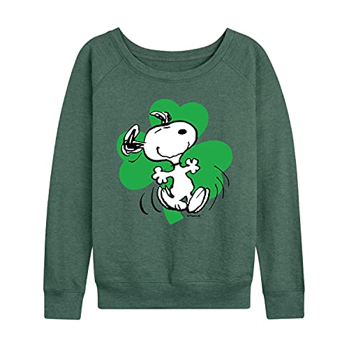 Peanuts – Dancing Snoopy Shamrock – Women’s Lightweight French Terry Pullover – Size Medium