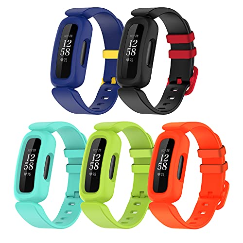 Lyforaz Bands Compatible with Fitbit Ace 3 for Kids, Soft Silicone Waterproof Bracelet Accessories Sports Watch Band Wristbands Replacement for Fitbit Ace 3 Girls Boys