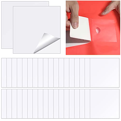 Beautytang 30 Pieces TPU Inflatable Patch Repair Kit Self Adhesive Vinyl Repair Patch Square Plastic Patch 7 x 7 cm for Inflatable Boats Camping Tent Swimming Pools Products
