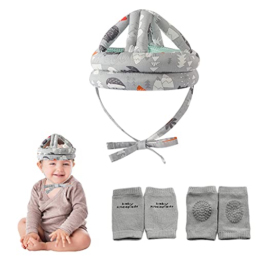 Baby Safety Helmet Infant Toddler Breathable & Adjustable Head Cushion Bumper Bonnet for Running Walking Crawling (Grey)
