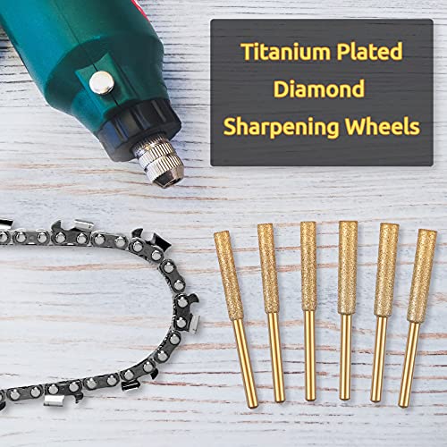 Linterest 12 Pieces Diamond Chainsaw Sharpener Titanium Plated Diamond Sharpening Wheels Burr Grinding Stone File Polishing Grinding Tool for Electric Chain (3/16 Inch, 5/32 Inch) | The Storepaperoomates Retail Market - Fast Affordable Shopping