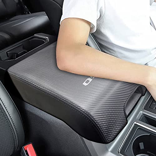 CEBAT Center Console Armrest Box Cover Anti-Scratch Leather Auto Central Armrest Protector Pad Interior Decoration Accessories Fit F150 2015 2016 2017 2018 2019 2020 (Carbon Fiber)