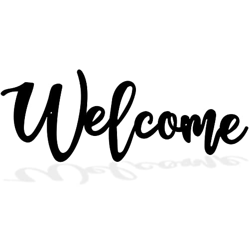 Hotop Welcome Metal Sign, Welcome Wall Decor, Metal Cut Out Welcome Sign, Welcome Cutout Letters Hanging for Home, Office, Living Room Decor