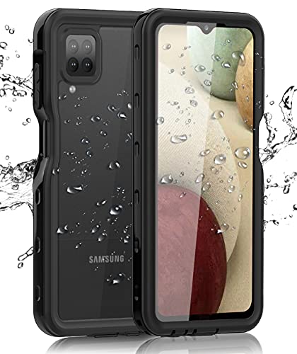 Samsung Galaxy A12 Waterproof Case with Built-in Screen Protector Dustproof Shockproof Drop Proof Heavy Duty Phone Case, Rugged Full Body Underwater Protective Cover for Samsung Galaxy A12 (Black)