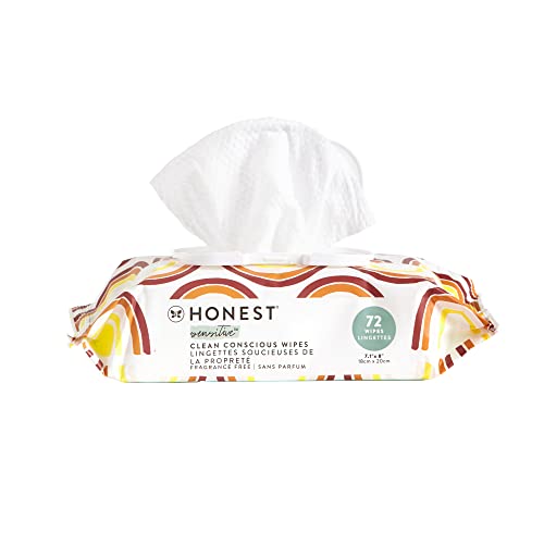 The Honest Company Clean Conscious Wipes | 100% Plant-Based, 99% Water, Baby Wipes | Hypoallergenic, Dermatologist Tested | Rainbow, 72 Count