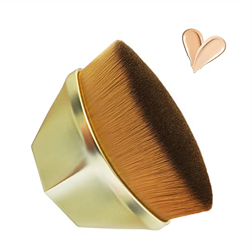 Foundation Makeup Brush Liquid Powder and Cream Foundation Brush Kabuki Flawless Flat Top Blending Makeup Brush(Gold)
