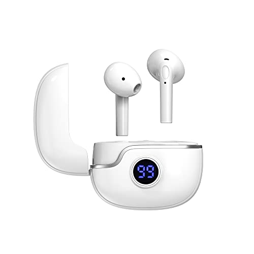 Meyodody Wireless Earbuds,Bluetooth 5.3 Headphones with Wireless Charging & Power Display,IPX5 Waterproof Airpods with Mic,Ear Buds for iPhone Android
