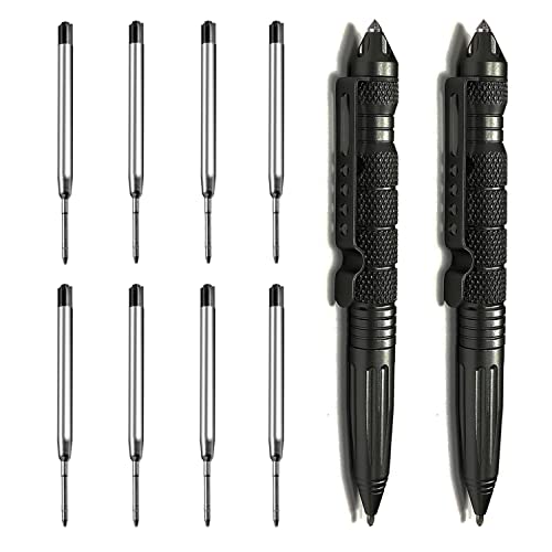 Origin-Joy 2 Pack Tungsten Steel Military Tactical Pen Set, Multifunctional EDC Self Defense Pen With 8 Ballpoint Refills