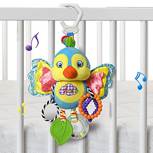 stochastic box Baby Rattle Toy with Baby Mirror,Newborn Toys 0 3 6 Months Brain Development,Great Gift for Girl&boy (Bird)