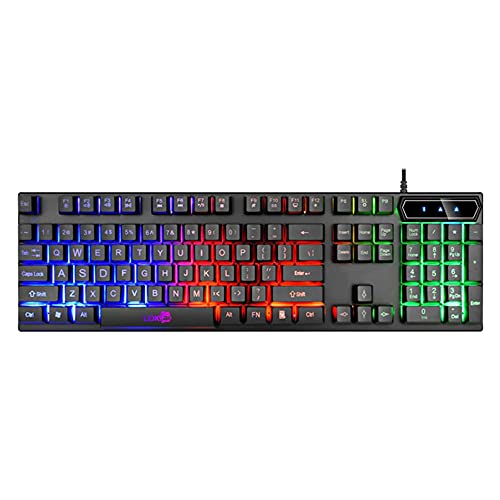 LED Backlit Keyboard Waterproof Gaming Keyboards Wired Keyboard for Desktop Computer PC (Black)