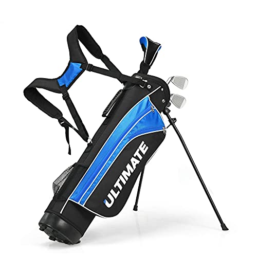 Generic Mayjooy Junior Complete Golf Club Set, RightHanded, Includes Golf Stand Bag, 3 Fairway Wood, 7 and 9 Irons, Putter and Head Cover, Ideal for Children Kids Boys Girls Blue, Ages 1113