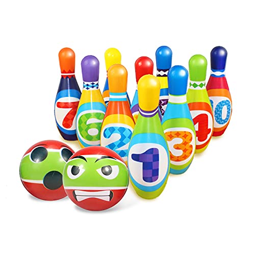 UNIQUE KIDS Bowling Set for Toddlers – Sports Toy Active Game for Birthday Party – Fun Eductional Games, Outside Games or Indoor Toy for Kids Gifts for 3 4 5 6 Year Olds Children Boys & Girls