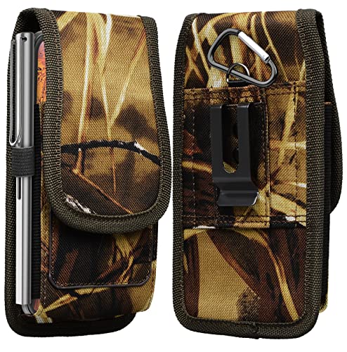 Takfox Phone Holster for Samsung Galaxy S23 Ultra S23 Plus S21 S20 J7 J3 Note 20 A03s A13 A04s A14 A23 G Power 2022 G Stylus G Pure Nylon Cell Phone Holster w Belt Loop Clip Carrying Pouch Holder,Camo