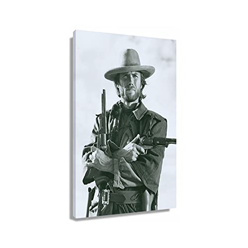 The Outlaw Josey Wales American Revisionist Western Movie Retro Poster Decor for Bedroom Art Oil Print Pictures Wall Canvas Decorations Painting Artwork Vertical Artwork Modern Home Office Wall (16x24inch(40x60cm),Framed)