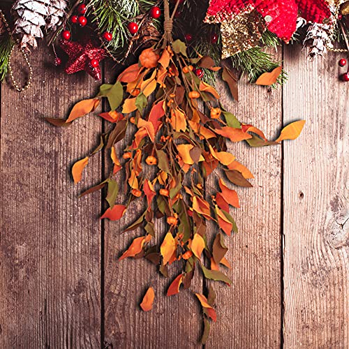 Ohstgp Artificial Fall Swag for Front Door 25 Inch with Maple Leaves and Pumpkin Autumn Harvest Teardrop Thanksgiving Christmas Home Wall Decor, Orange, (210603XU10-9245-1422142611) | The Storepaperoomates Retail Market - Fast Affordable Shopping