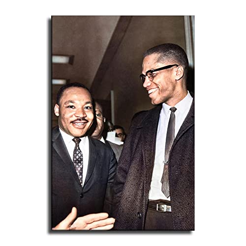 Martin Luther King Jr and Malcolm X Canvas Wall Art Poster Picture Print Home Room Decor Great African American Men Mural -118 (12x18inch-NoFramed)