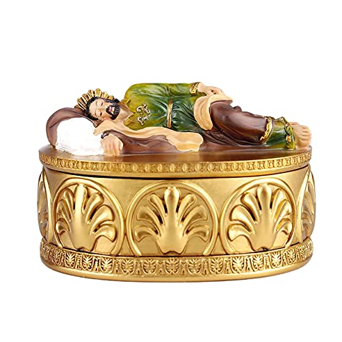 suruim Golden Sleeping St Joseph Statue Rosary Boxes, Sleeping St. Joseph Statues Religion Decor Boxes, Catholic Gifts Rosary Box, Used to Store Rosary Beads, Souvenirs Coin, Ring, Jewelry