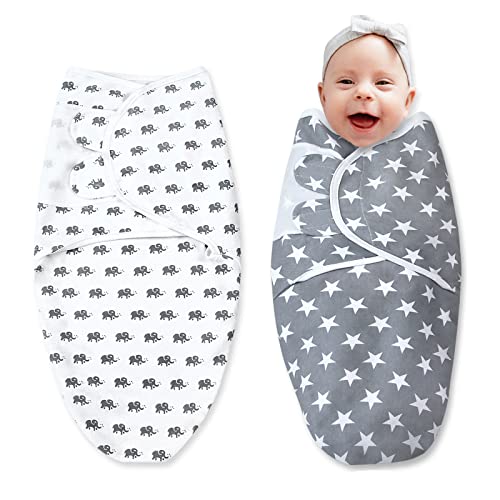 Swaddle Blankets 3-6 Months, Adjustable & Large Infant Swaddle Sack, Organic Baby Swaddle for Newborn Boy or Girl, 100% Breathable Cotton Swaddles Sleep Sack with Adjustable Wings
