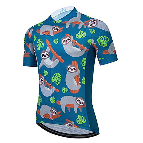 BIKE BEER Funny Cycling Jersey, Sloth Cycling Short-Sleeved Animal Cycling Top XXXL