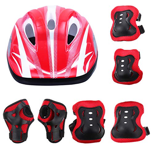 Abaodam 1 Set/ 7pcs Kids Roller Skating Gear Absorbent Helmet Elbow Pads Outdoor Supplies