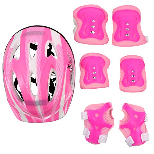 Abaodam 1 Set/ 7pcs Kids Roller Skating Gear Absorbent Helmet Elbow Pads Outdoor Supplies