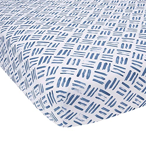 Lambs & Ivy Signature Crosshatch Organic Cotton Navy Blue Fitted Crib Sheet