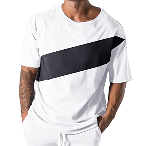 Magiftbox Mens Workout Shirts Short Sleeve Oversized Hipster Gym Shirts Hip-hop Street Style T-Shirts for Men T43_White_US-L