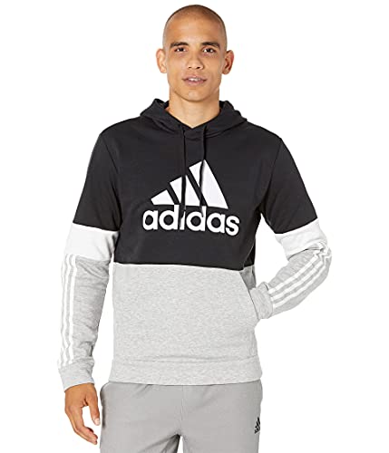 adidas Color-Block Pullover Hoodie Black/White XL