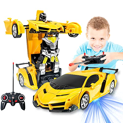 Remote Control Car for Boys 3-5, Transforming Robot RC Car, 1:18 Scale with One-Button Deformation, Robot Toys for 3-12 Year Old Christmas Birthday Gifts for Kids