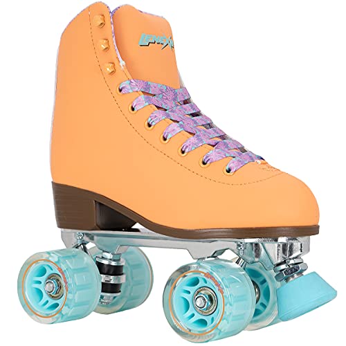 Lenexa Savanna Roller Skates for Ladies – Indoor/Outdoor Quad Skates for Women and Girls (Orange, Ladies 7)