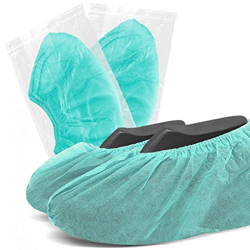 Shoe Covers Disposable 100 Count – 50 Individually Wrapped Pairs – Green Protectors for Booties, Shoes – Shoe Cover for Indoors and Outdoors, Realtor, Repair Work