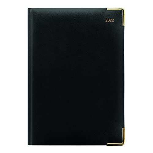 LETTS Classic Weekly Planner, 12 Months, January to December, 2022, Week-to-View with Appointments, Gold Corners, 8.25″ x 5.875″, Black (C32XBK-22)