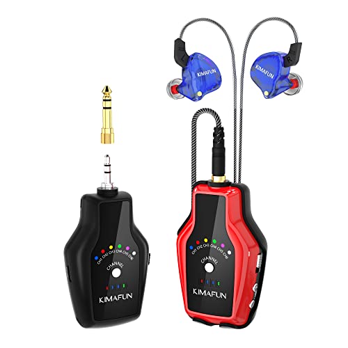 KIMAFUN 2.4G Wireless in Ear Monitor System, Wireless IEM System Earphone Headphone for Musicians, Singers and DJs, Drummers, Stage Performance, Band Rehearsal, Studio, Guitar Amp, Speakers(1TX+1RX)