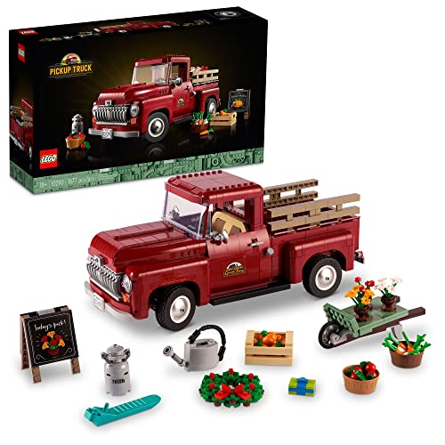 LEGO Icons Pickup Truck 10290 Building Set for Adults, Vintage 1950s Model with Seasonal Display Accessories, Creative Activity, Collector’s Gift Idea