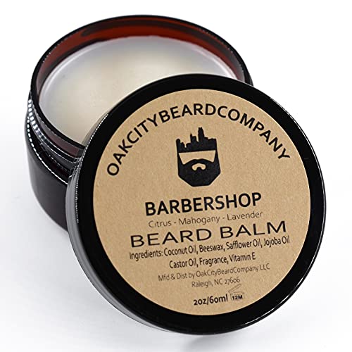 Oak City Beard Company – BarberShop – 2 Ounce – Beard Balm -Citrus – Mahogany – Green Notes – Lavender – Beard Conditioner