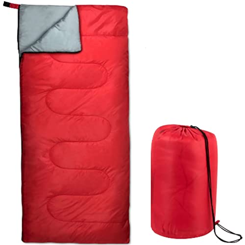 Envelope Sleeping Bags 4 Seasons Warm or Cold Lightweight Indoor Outdoor Sleeping Bags for Adults, Backpacking, Camping (Red)
