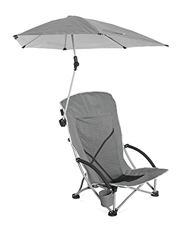 Sport-Brella Beach Chair with UPF 50+ Adjustable Umbrella, Grey