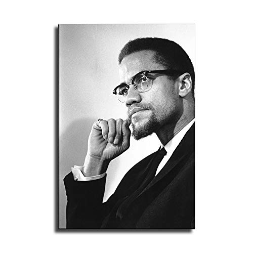 Meigu Great African American Malcolm X Poster Picture Print on Canvas Wall Art Home Room Decor Framed and Unframed Mural -703 (16x24inch-NoFramed)