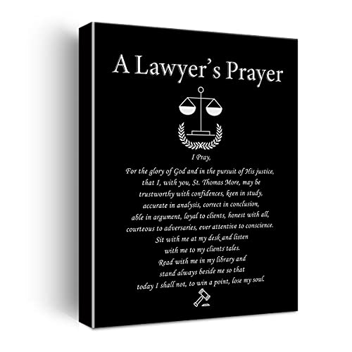 Lawyer Gifts for Women Men, Lawyer’s Prayer Poster Canvas Wall Art Painting Ready to Hang for Home Office Decor – Law Student Gift Graduation Gifts – Easel & Hanging Hook 11.5×15 Inch