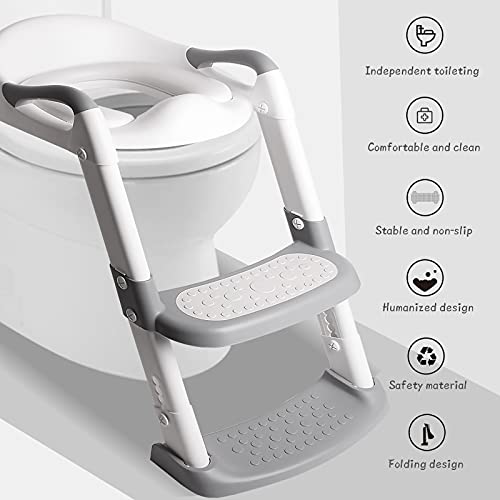 Wakagen Height adjustable potty training toilet seat with steps for boys and girls infant toddler child toilet training seat with handle, padded seat, non-slip wide steps, (ZX-001) | The Storepaperoomates Retail Market - Fast Affordable Shopping