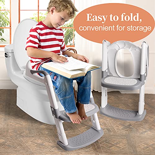 Wakagen Height adjustable potty training toilet seat with steps for boys and girls infant toddler child toilet training seat with handle, padded seat, non-slip wide steps, (ZX-001) | The Storepaperoomates Retail Market - Fast Affordable Shopping