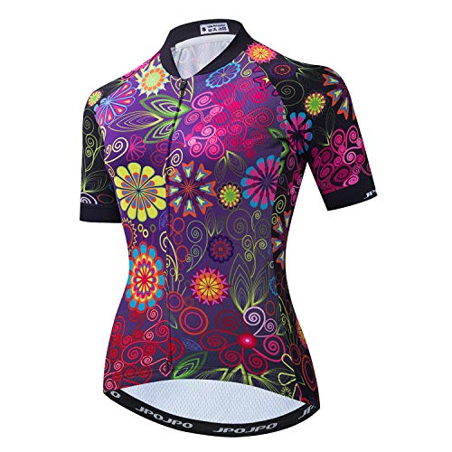 JPOJPO Womens Cycling Jersey Short Sleeve Road Bike Shirt Bicycle Clothing Tops 3 Rear Pockets S-3XL