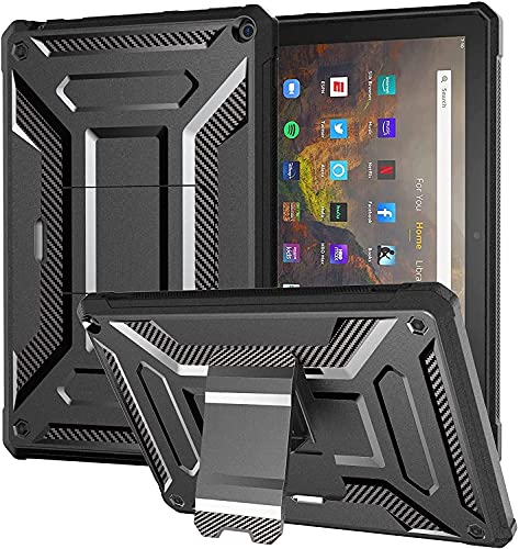 DJ&RPPQ All-New Fire HD 10 & Fire HD 10 Plus Tablet Case (Only compatible with 11th generation tablet, 2021 release) Lightweight Armor Series Full Cover with Stand for Amazon Fire HD 10 2021 – Black