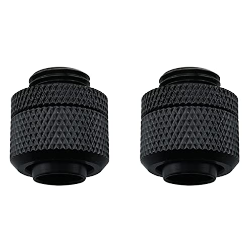 CZQC Black PC Water Cooling System Soft Tube Connector 2PCS G1/4″ to 3/8″ ID, 1/2″ OD Compression Fitting for Soft Tubing