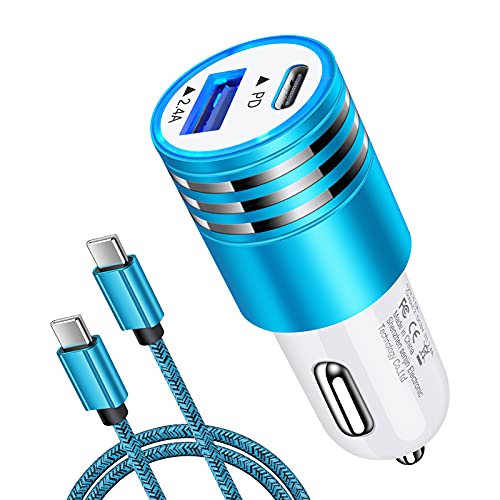 Fast Charger PD Car Charger Block 30W Car Plug+USB C to C Fast Charging Cable for Samsung Galaxy Z Flip 4 3 S23 S22 S21+ S21 Ultra S20 Z Fold 4 3 Note 20 S10 A03s A20 A53 A13 A21 A70 A71 A01 S9 A32 S8