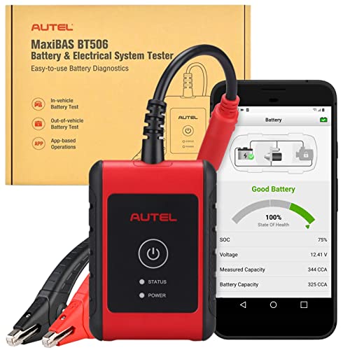 Autel MaxiBAS BT506 Auto Battery&Electrical System Analysis Tool,Compatible with CCA CA SAE EN IEC DIN JIS MCA, Support in-Car and Out-of-Car Testing,Test Flooded AGM AGM Spiral EFB Gel