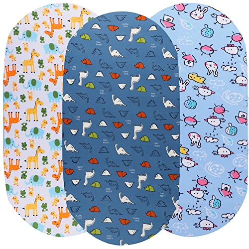 Fitted Bassinet Sheets Soft Breathable Stretchy for Hourglass, Oval,Rectangle Pads/Mattress,3Pack