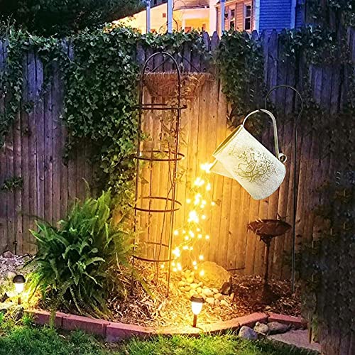 Star Shower Garden Art Light, Garden Stake Watering Can Led String Lights Home Decor Garden Decor Creative Waterfall Lamp Decorative for Outdoor Patio Garden Yard Lawn Street Path (A2)