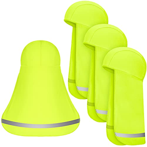 4 Pieces Sun Shade Hat Neck Shade Sun Shade Hat Cooling Skull Cap (Fluorescent Yellow)